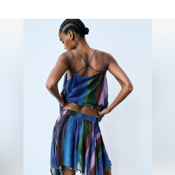 ZARA 2pc SET BEADED CAMISOLE & SKIRT Size MEDIUM - Picture 2 of 7
